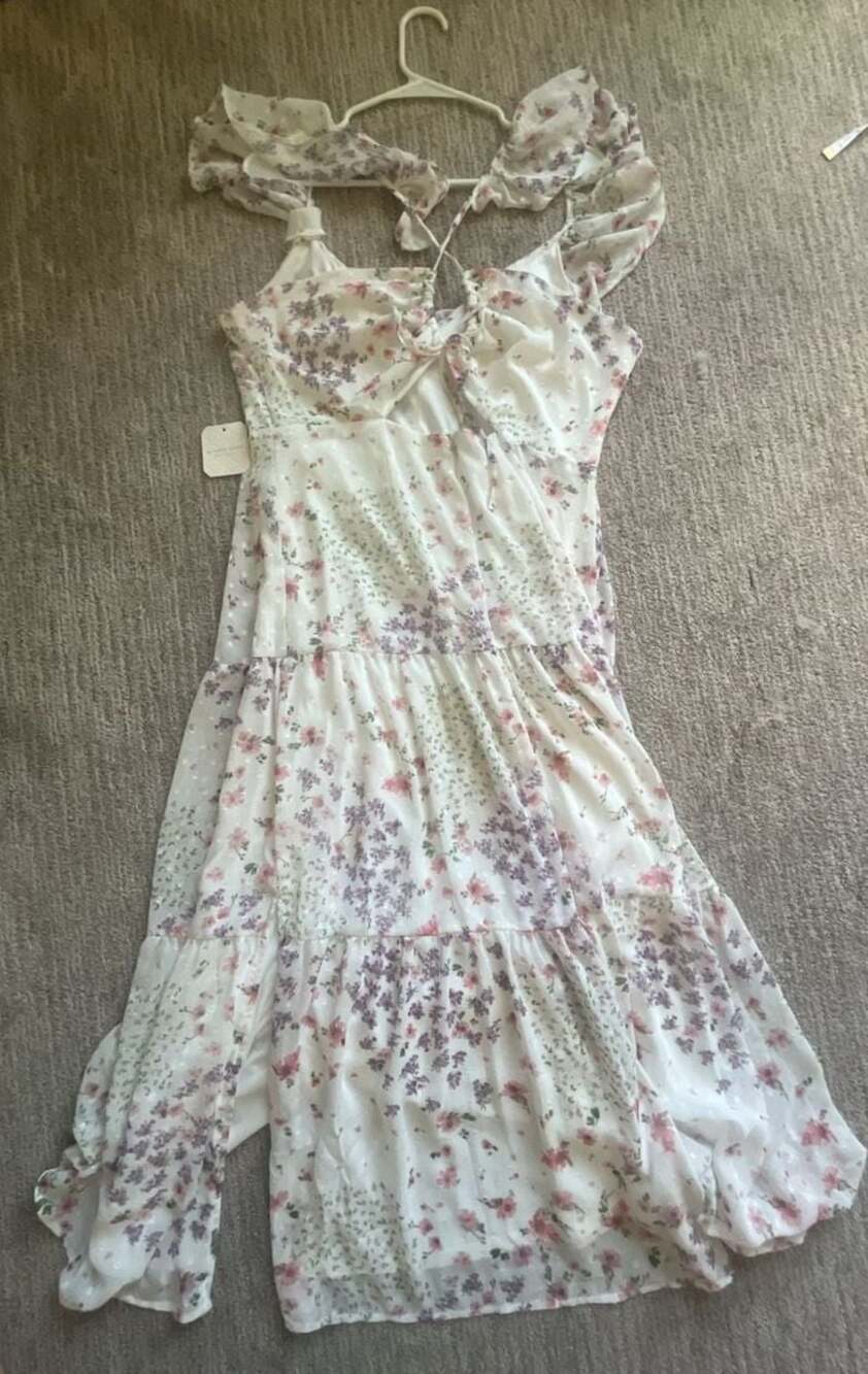 Altar'd State Floral Print Tiered Maxi Dress with Ruffle Detail